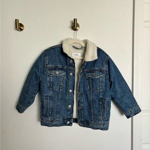 Girls Zara Sherpa lined denim jacket
